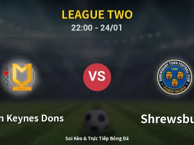 Soi Kèo Milton Keynes Dons vs Shrewsbury – 22:00 24/01 | Nhận Định, Dự Đoán Tỷ Số